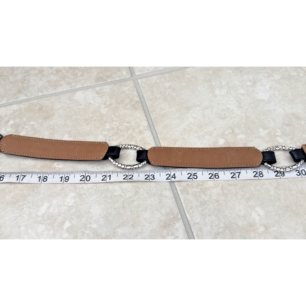 VTG NWOT Brighton Black Leather O Ring Belt Silver Snake Tone Hook B60263 Sz 38 - Picture 8 of 12